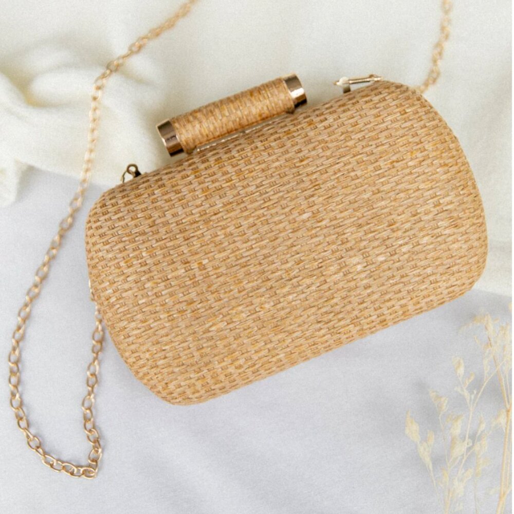 Petal & Pup Elegant Light Woven Clutch Bag
